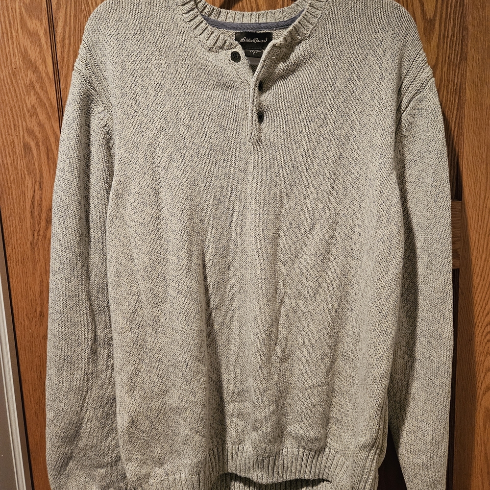 Eddie Bauer Men's Oatmeal Crewneck Sweater Tall Large